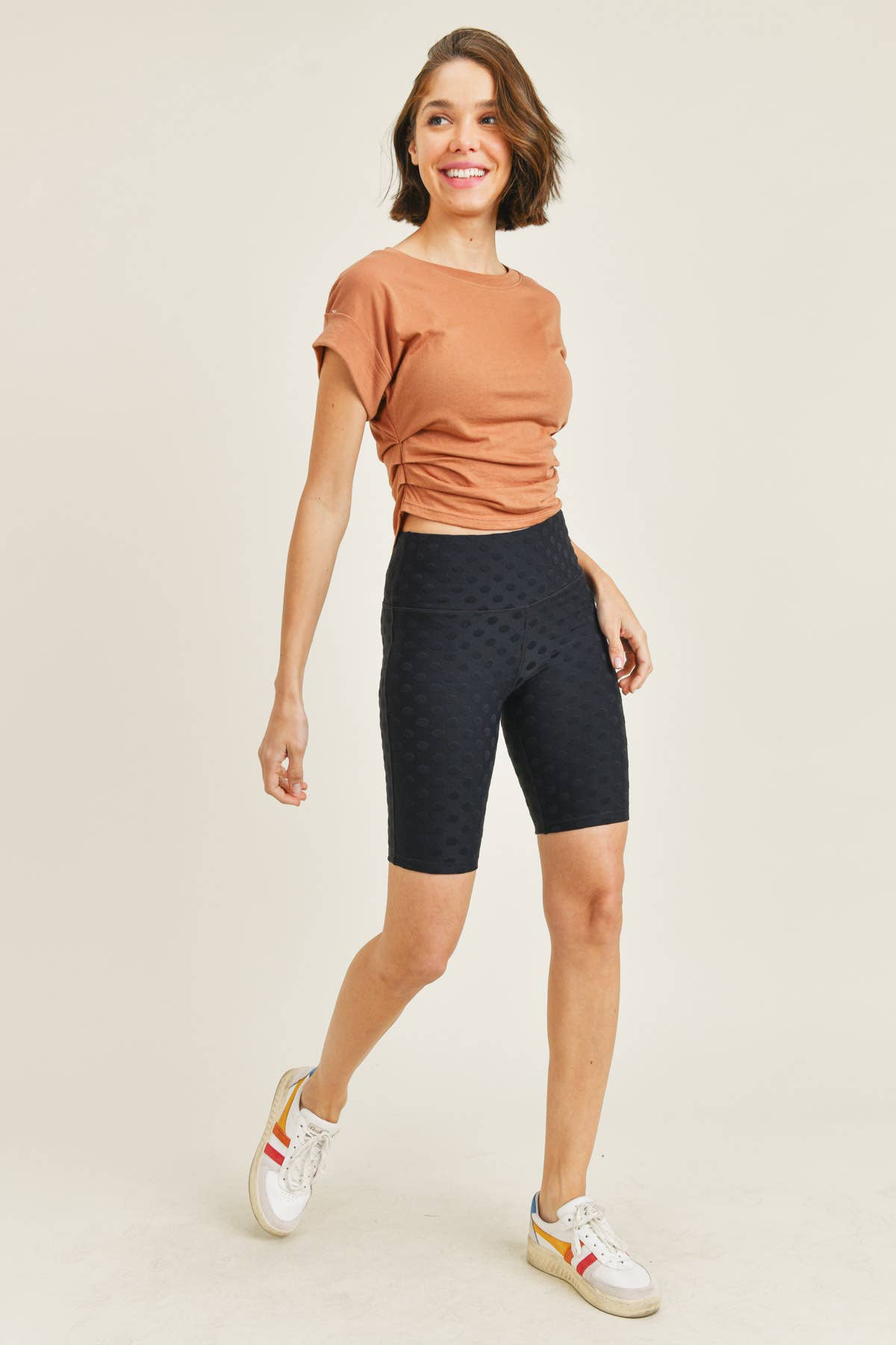 Pima Blend Gathered Sides Crop Top