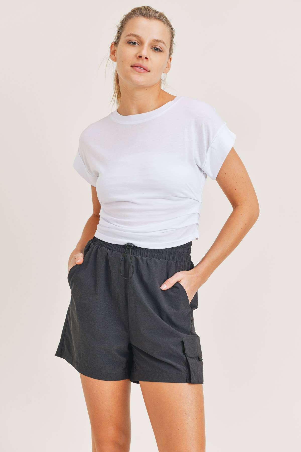 Pima Blend Gathered Sides Crop Top