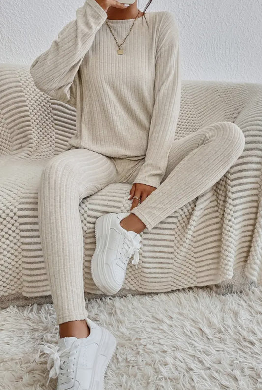 Ribbed Top Skinny Pants Set