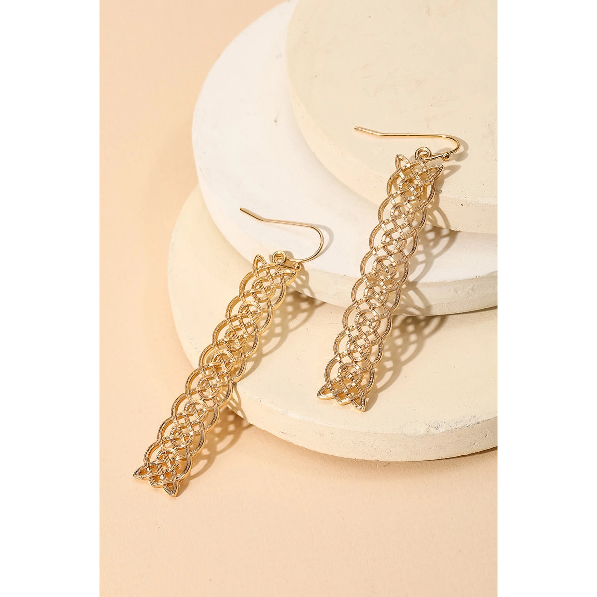 Metallic Stencil Rectangle Drop Earring