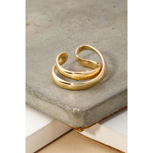 Metallic Double Loop Ring