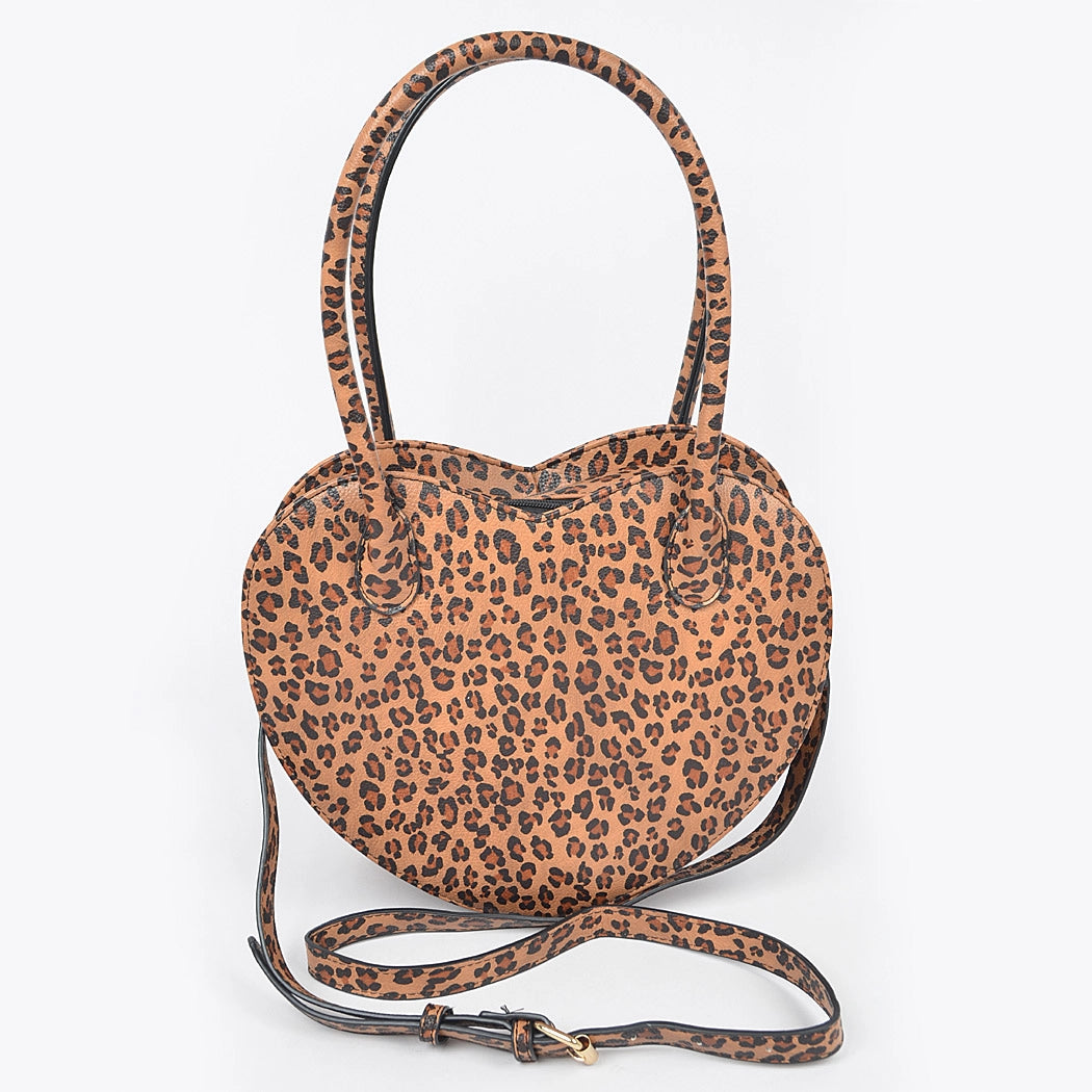 Heart Shaped Leopard Crossbody Bag